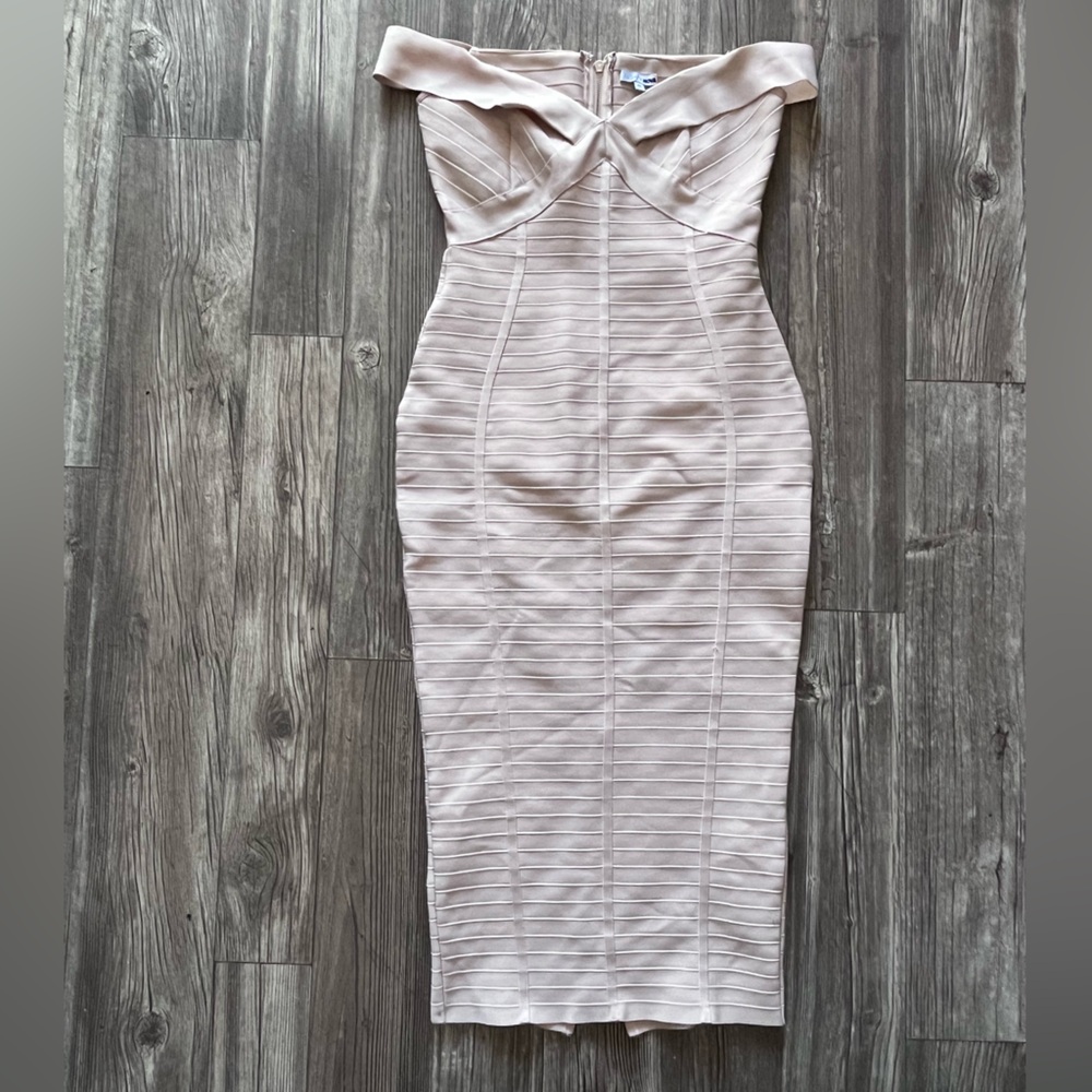 Fashion Nova Blush Beige Bandage Dress